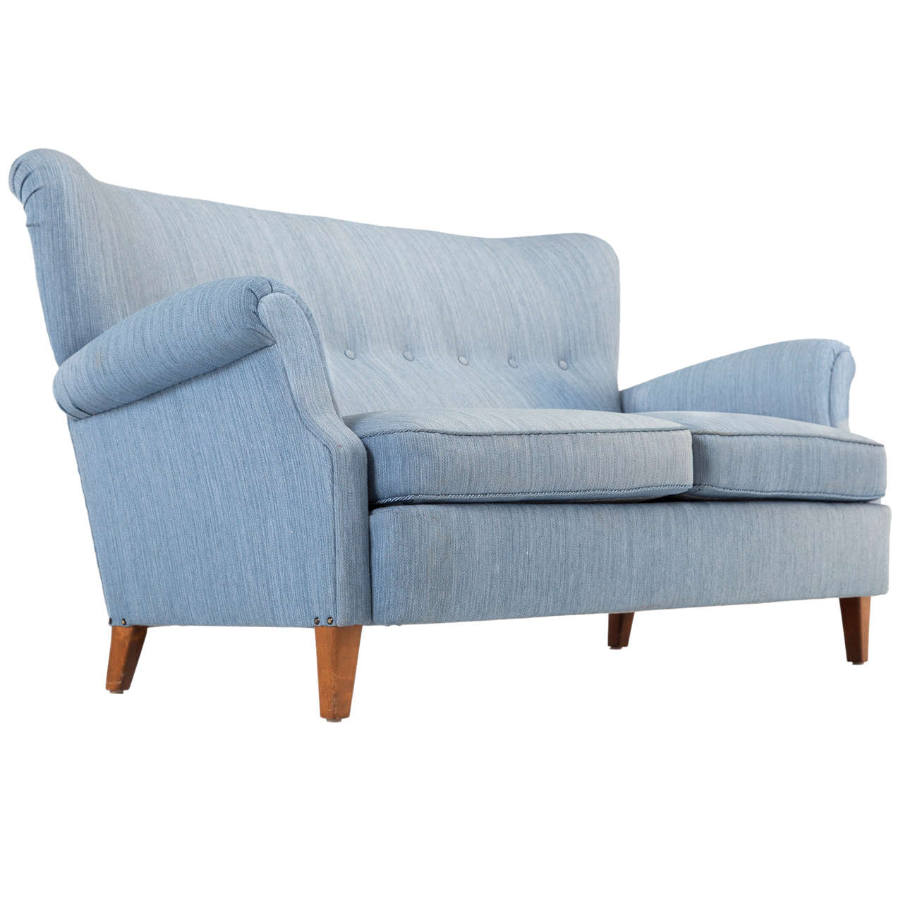 Swedish Blue Two-Seat Sofa, 1950s