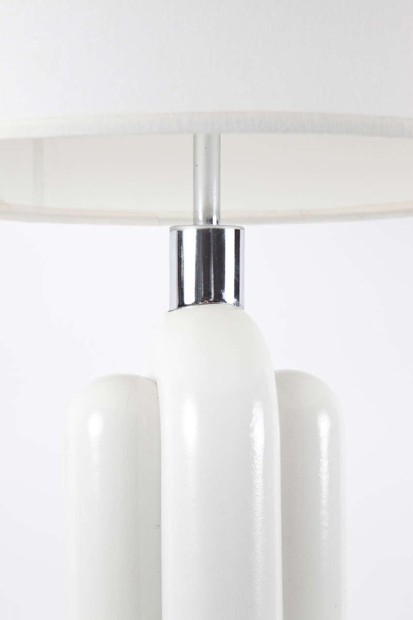 Italian Pair of 1960's Modernist White Enamel and Chrome Lamps by Aldo Nason