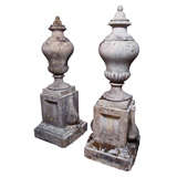 Magnificent Stone Covered Urns on Plinths ex Sultan of Brunei