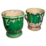 Antique Green-Glazed Terracotta Castillones Pot