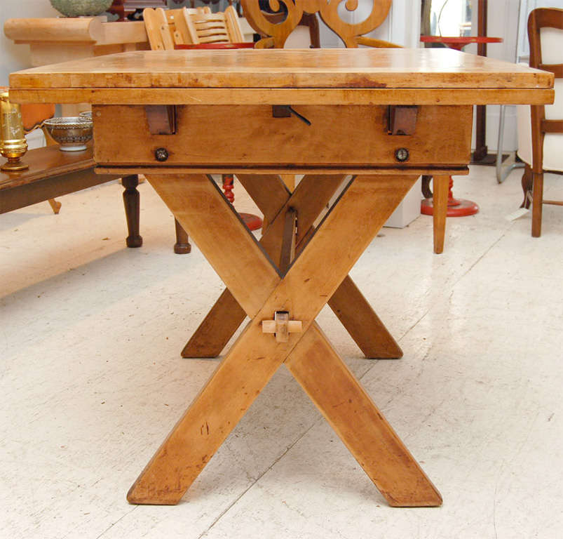 20th Century American  Trestle Table in Maple