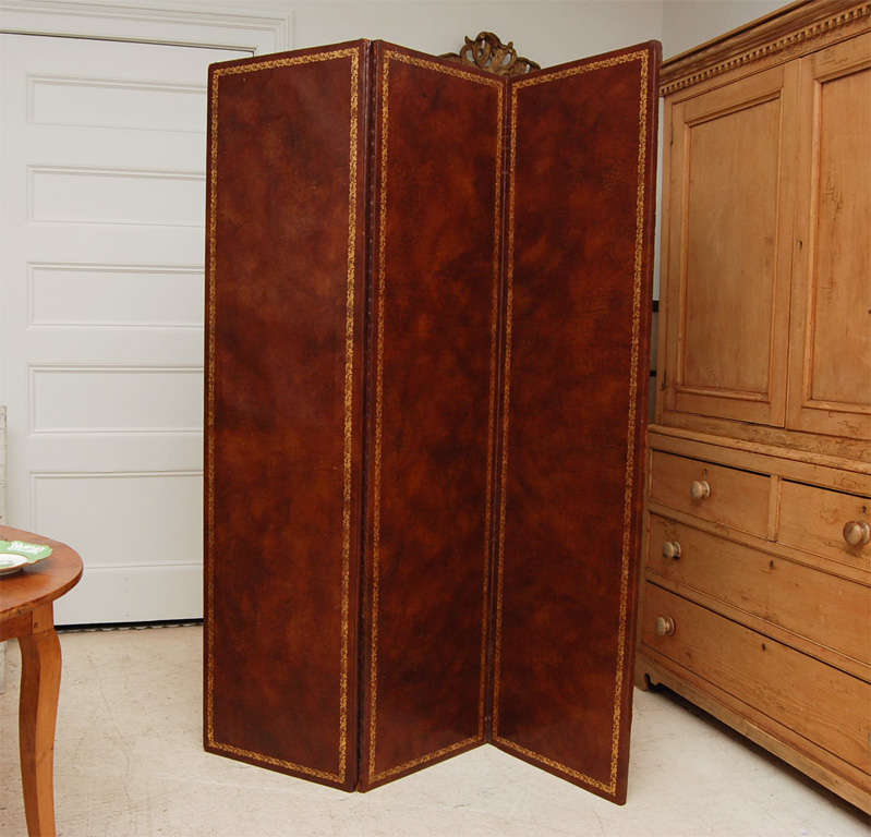 Gold Embossed Three-Fold Screen