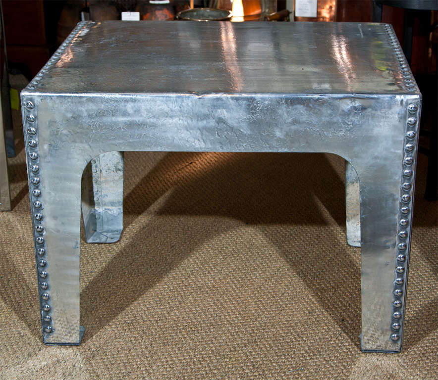 Wonderful English Polished Steel Tank Top Table In Excellent Condition For Sale In Bridport, CT