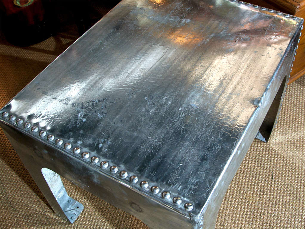 20th Century Wonderful English Polished Steel Tank Top Table For Sale