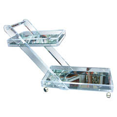 Vintage Lucite Barcart with Mirrored Shelving