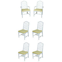 Set of 6 Faux Bamboo Chippendale Style Chairs