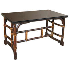 Rattan Base w/ Bronze Glass Table Top