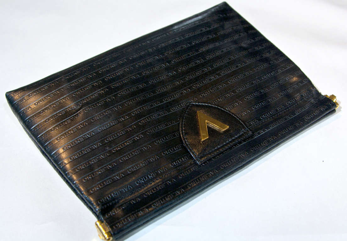 Women's Valentino Textured Leather 'V' Logo Clutch* presented by funkyfinders