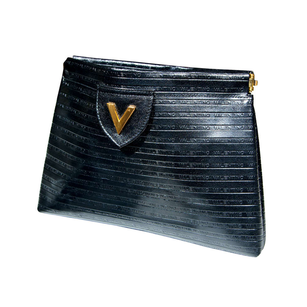 Valentino Textured Leather 'V' Logo Clutch* presented by funkyfinders