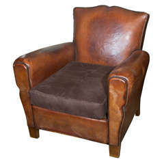 Small French Leather Club Chair