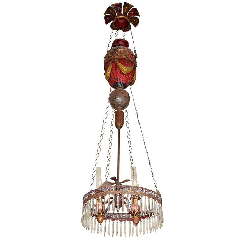 Rare First Period Argand Chandelier ca. 1800 For Sale