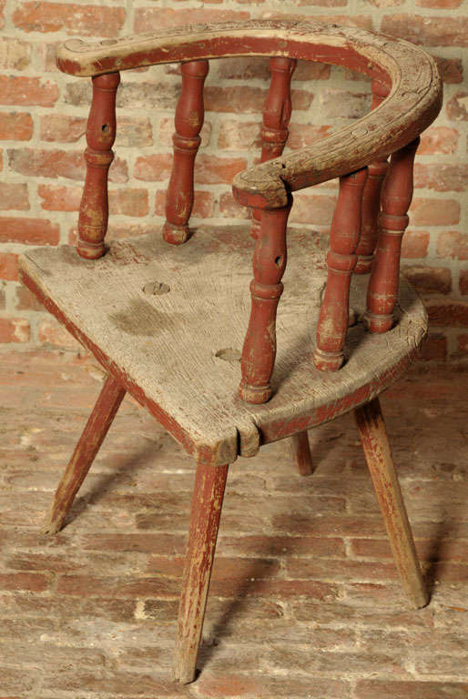 An Alpine painted farmhouse chair