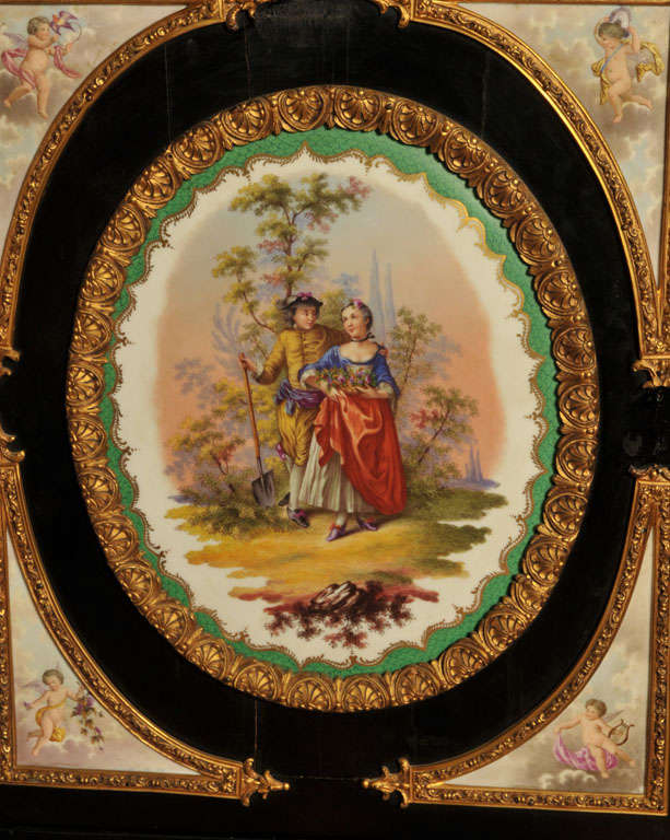 19th Century Cabinet with Meissen porcelain plaques For Sale