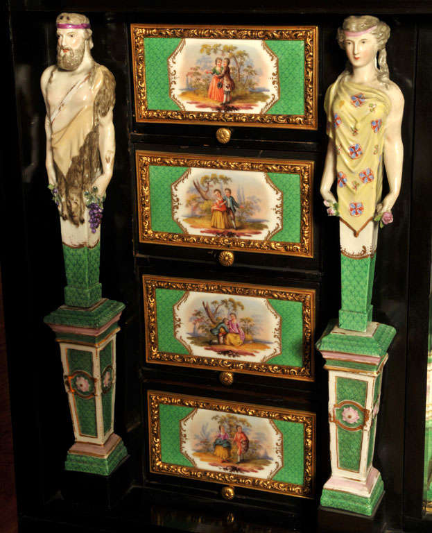 Cabinet with Meissen porcelain plaques For Sale 3