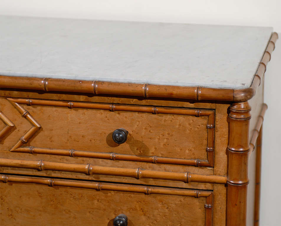 English Marble Top Faux Bamboo Chest/Commode 1