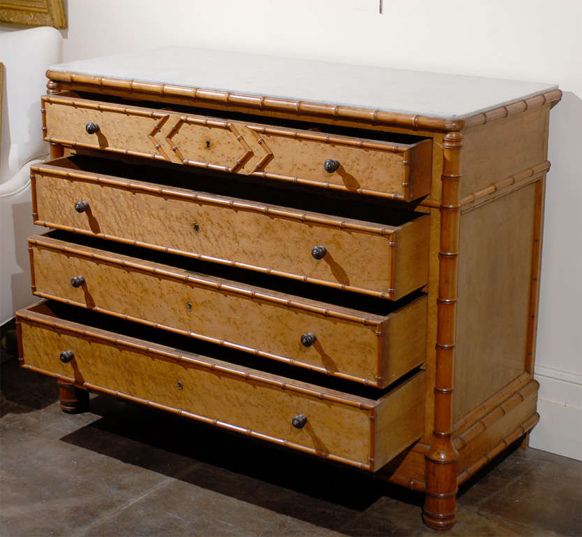 English Marble Top Faux Bamboo Chest/Commode 3