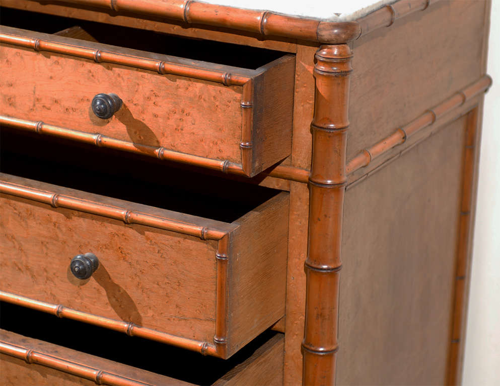 English Marble Top Faux Bamboo Chest/Commode 4