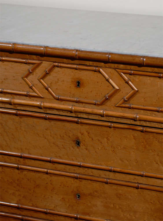English Marble Top Faux Bamboo Chest/Commode 6