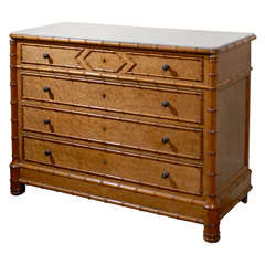 Antique English Marble Top Faux Bamboo Chest/Commode