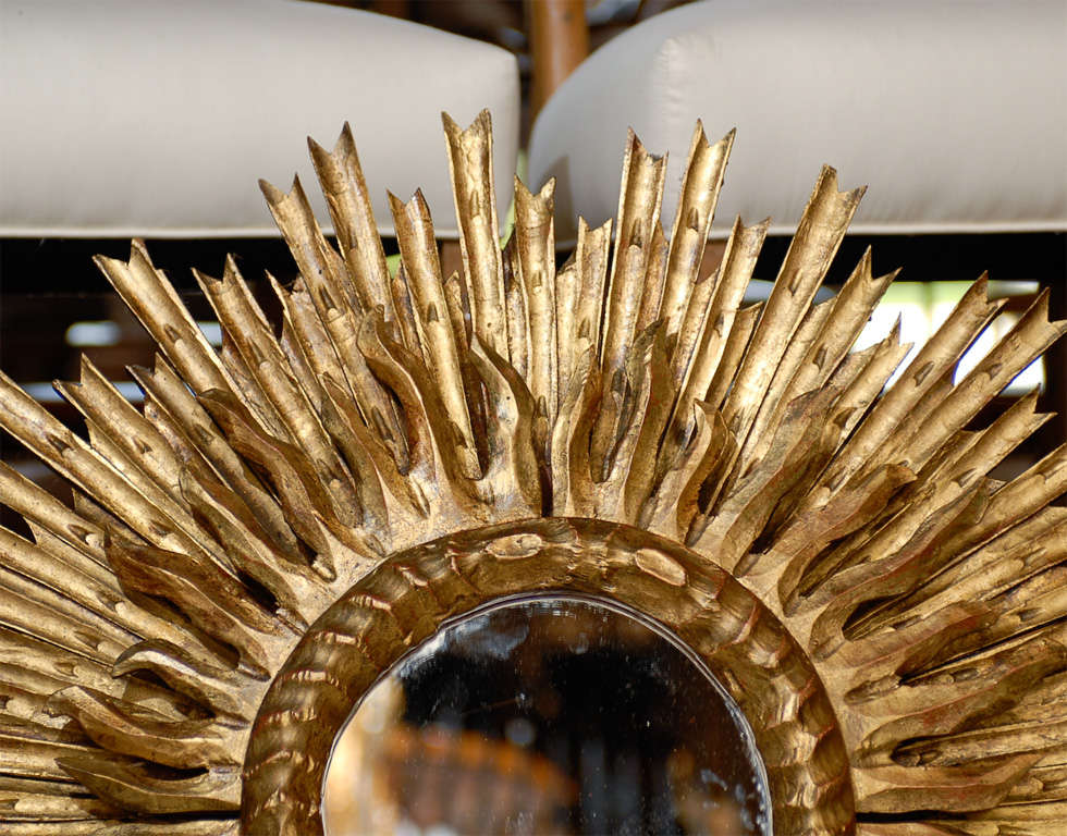 Large French Sunburst mirror with nice gilt.