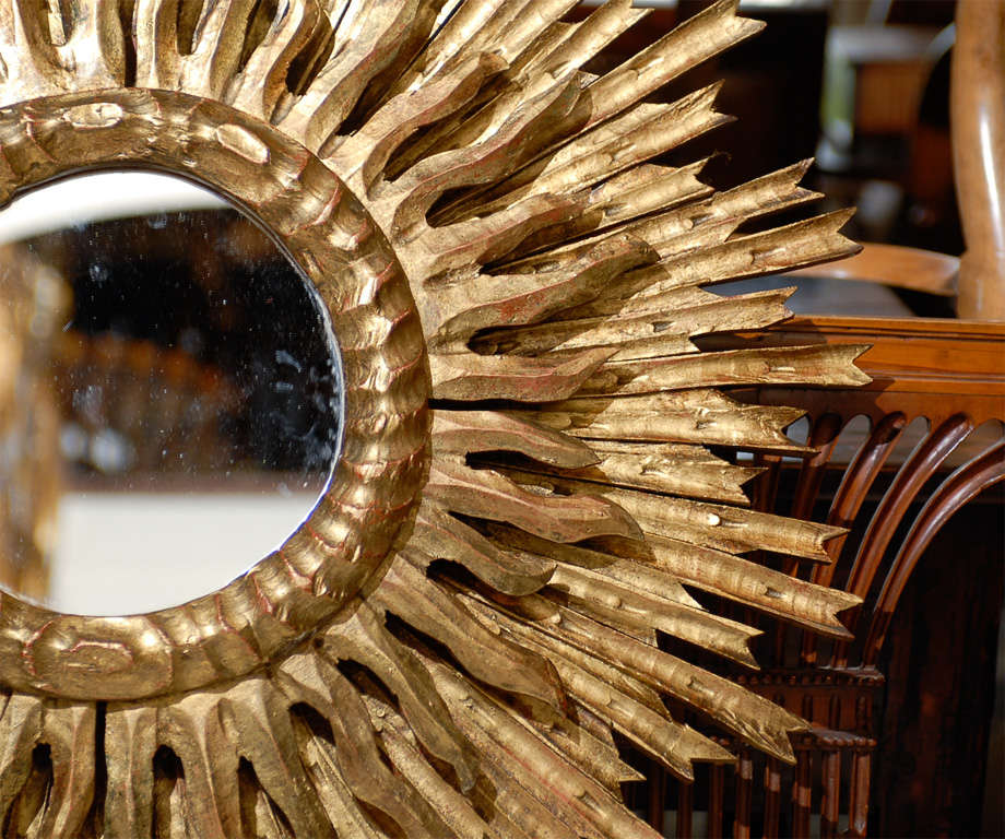 Wood Large French Sunburst Mirror