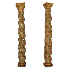 Italian Carved Wood Columns