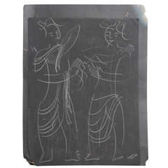 Irene Rice Pereira Drawing Chalk on Black Paper 1964