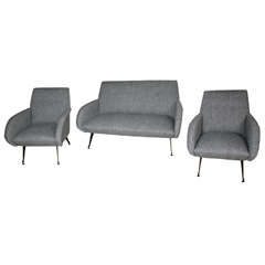 Italian design 1950s pair of chairs and sofa