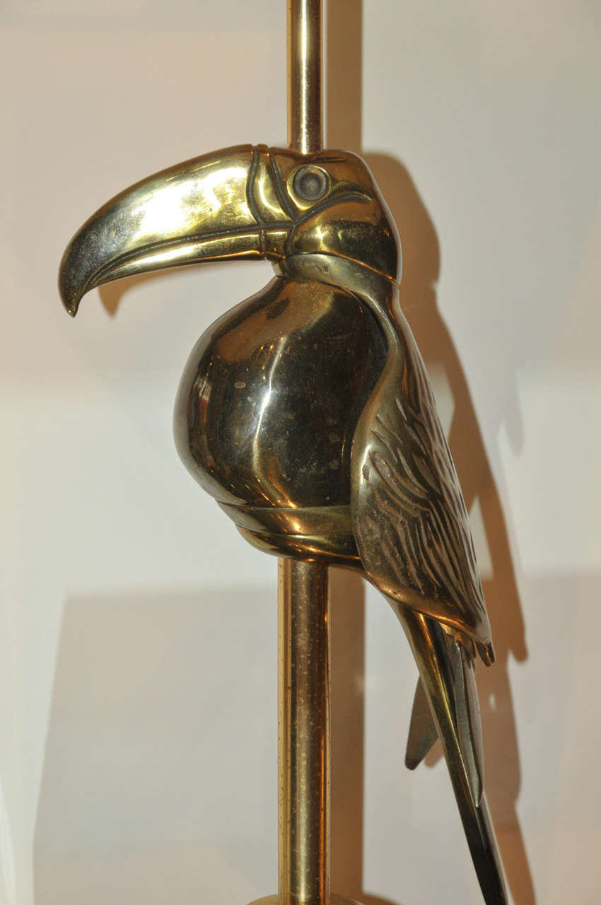 Fin du 20e siècle Lampe des années 1970 avec un toucan en bronze en vente