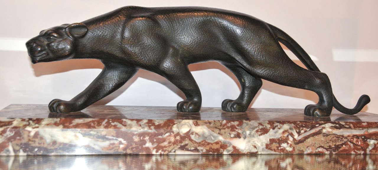 French 1930s Sculpture of a Striding Panther by S. Melani