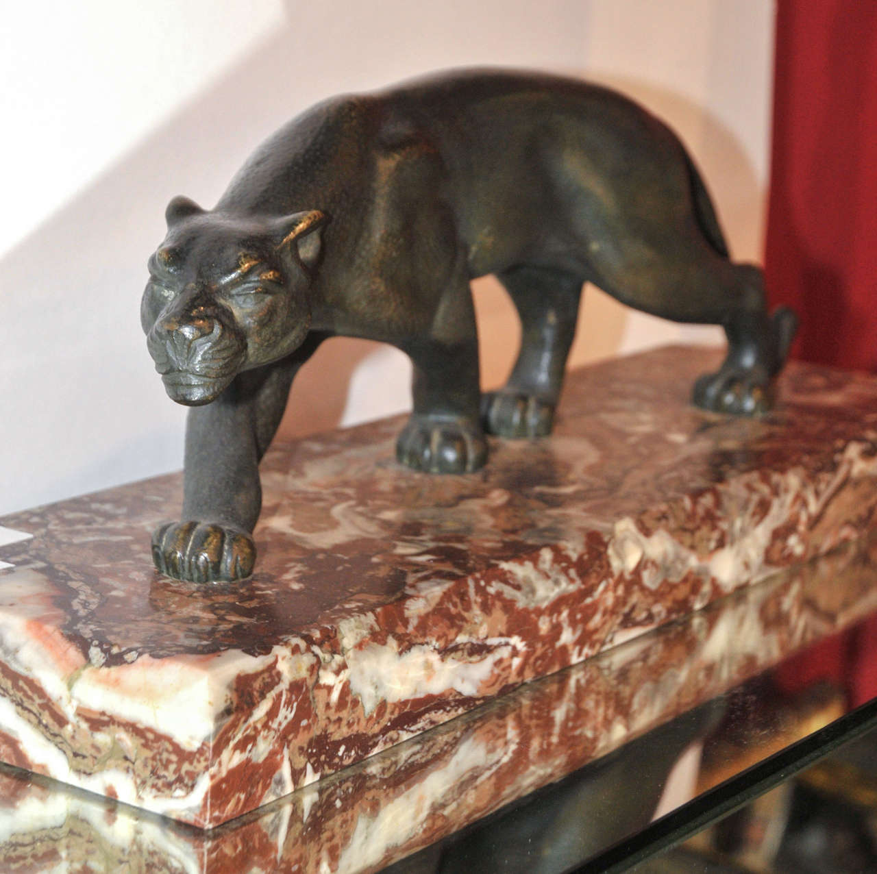 Bronze 1930s Sculpture of a Striding Panther by S. Melani
