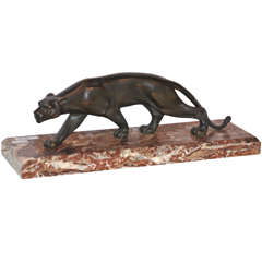 1930s Sculpture of a Striding Panther by S. Melani