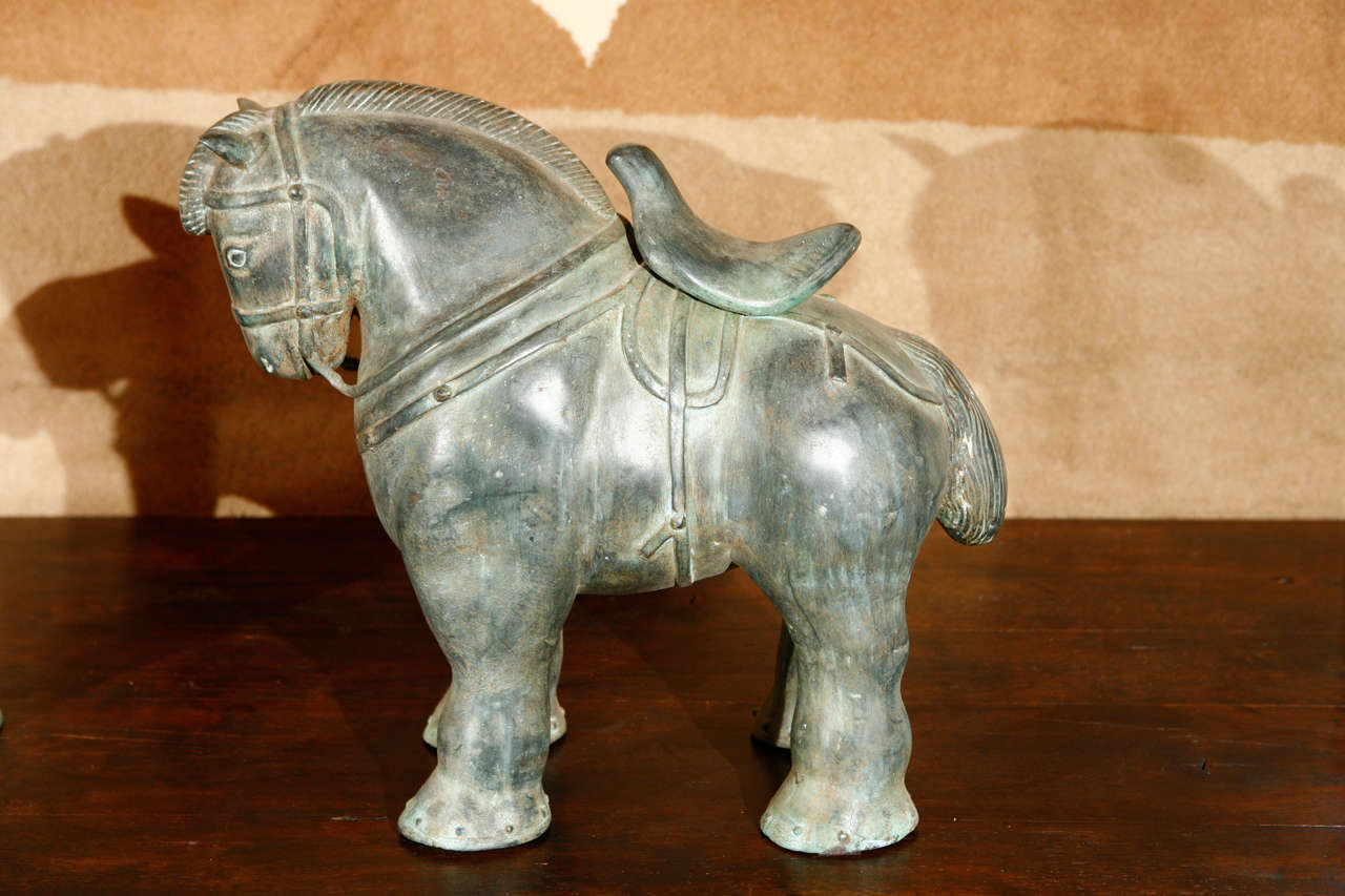 Pair of Botero-Style Metal Horses In Good Condition In Newport Beach, CA