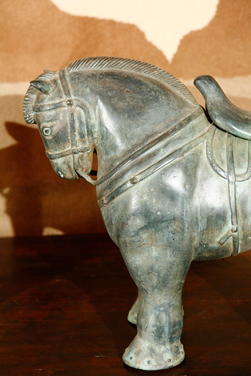 Contemporary Pair of Botero-Style Metal Horses