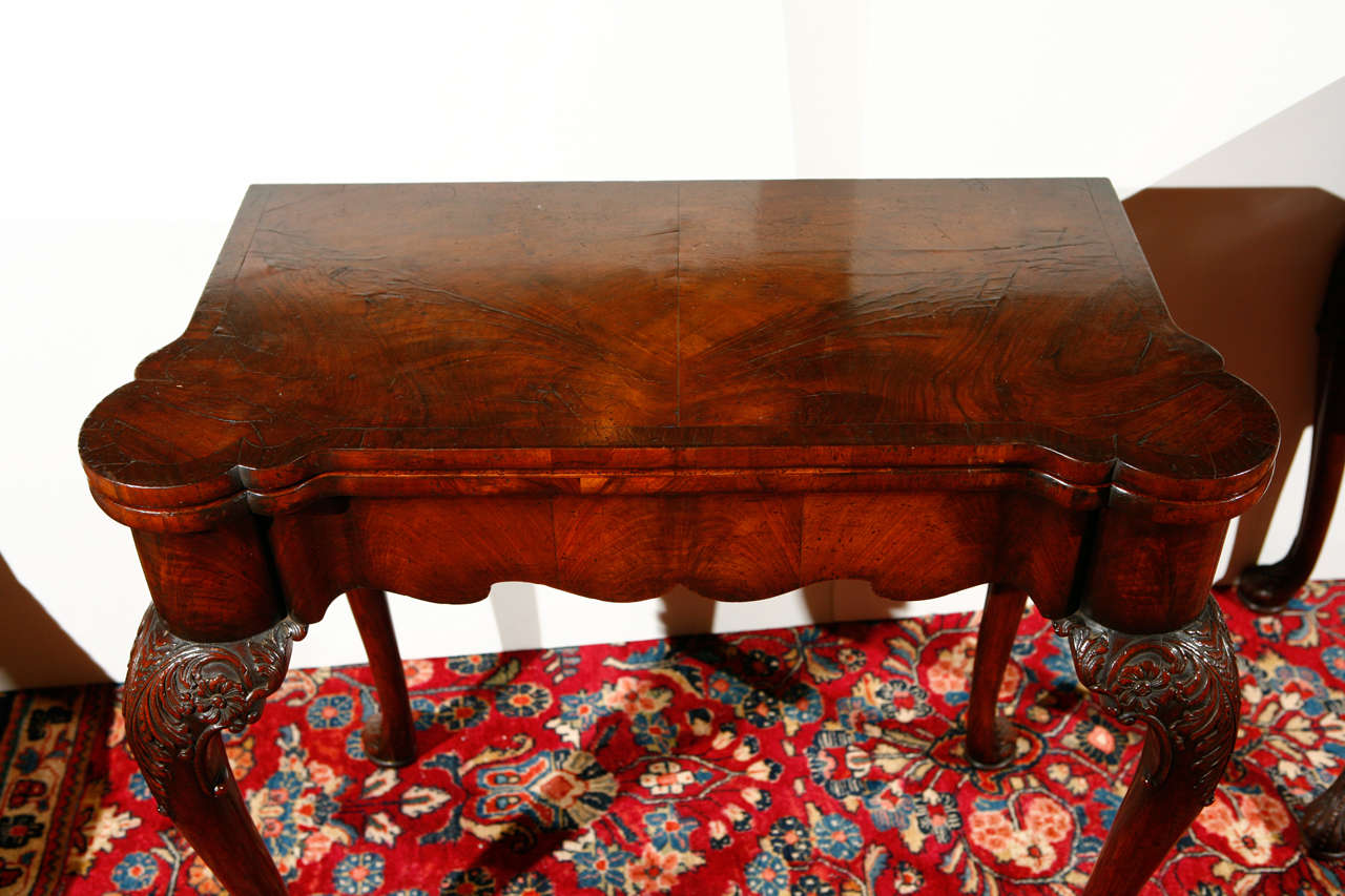 Hand-Carved English Games Tables with Needlepoint Interiors For Sale