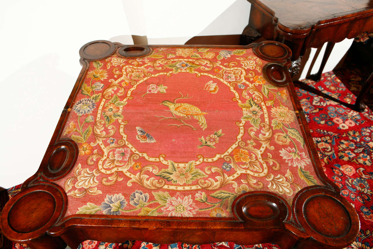 20th Century English Games Tables with Needlepoint Interiors For Sale