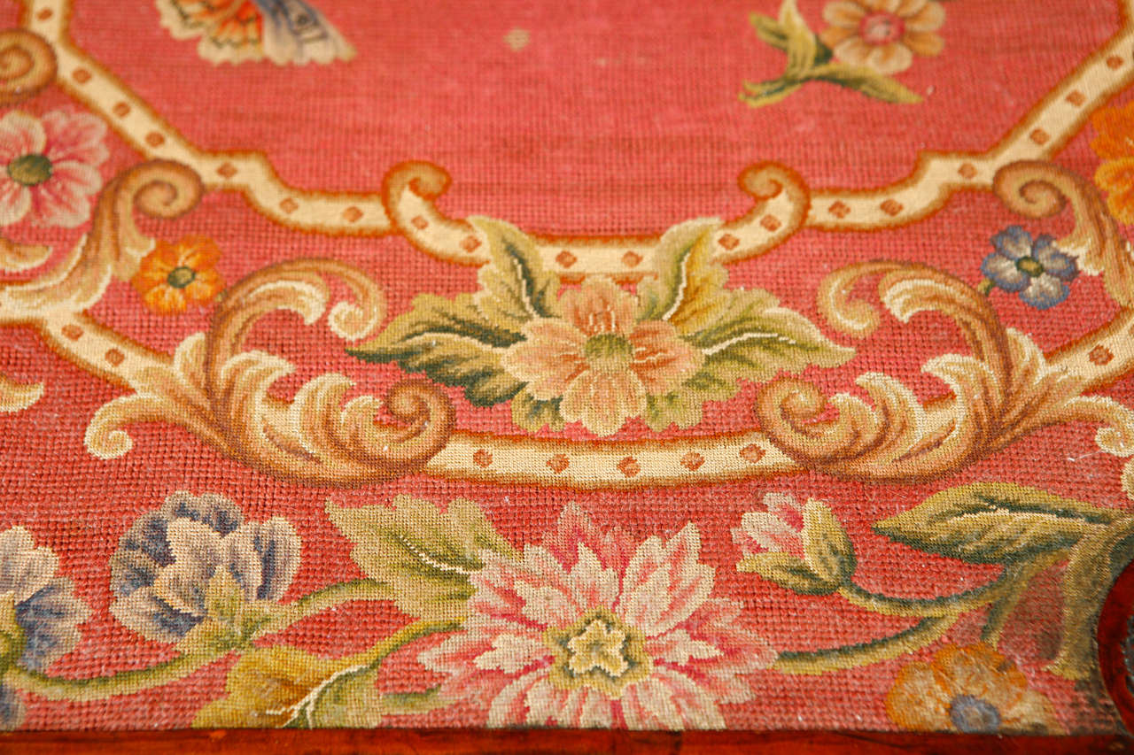 Cotton English Games Tables with Needlepoint Interiors For Sale