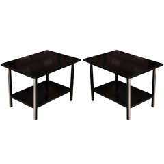 pair of Paul McCobb for Calvin Black and Aluminum End Tables