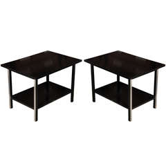 pair of Paul McCobb for Calvin Black and Aluminum End Tables