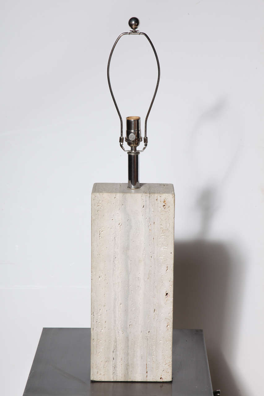 1960's Italian Modern solid Natural Sand Travertine Lamp