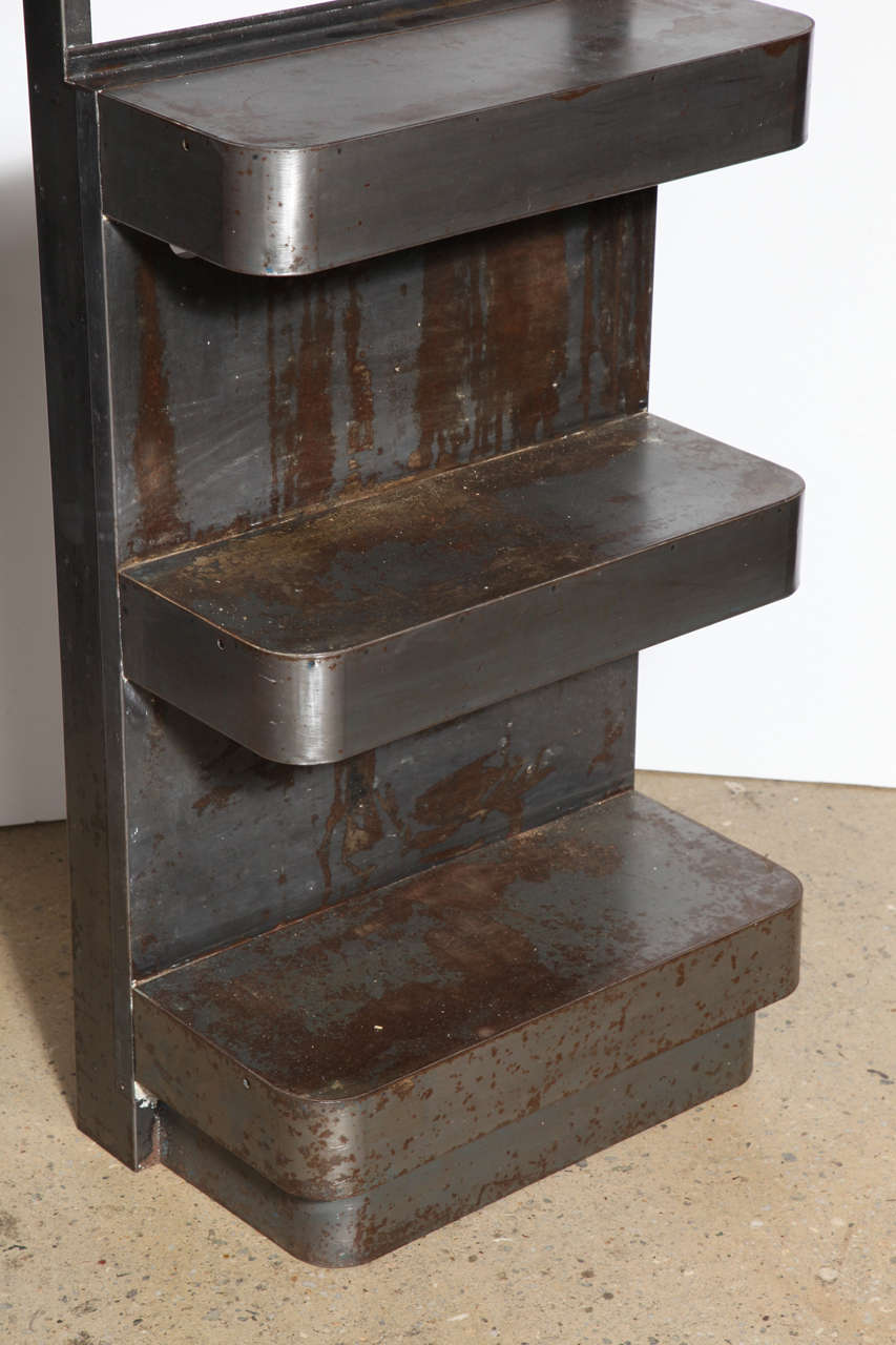 1920s Industrial Steel Petroleum Products Display Shelf In Good Condition In Bainbridge, NY