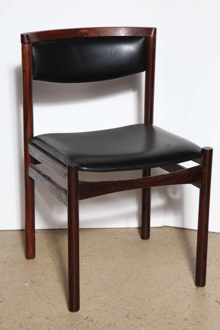Set of Four S.A.X Soro Stolefabrik Danish Modern Rosewood Side Chairs, 1960s In Good Condition In Bainbridge, NY