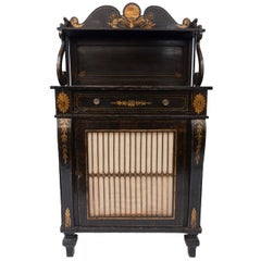 Antique Regency Black and Gilt Decorated Chiffonier