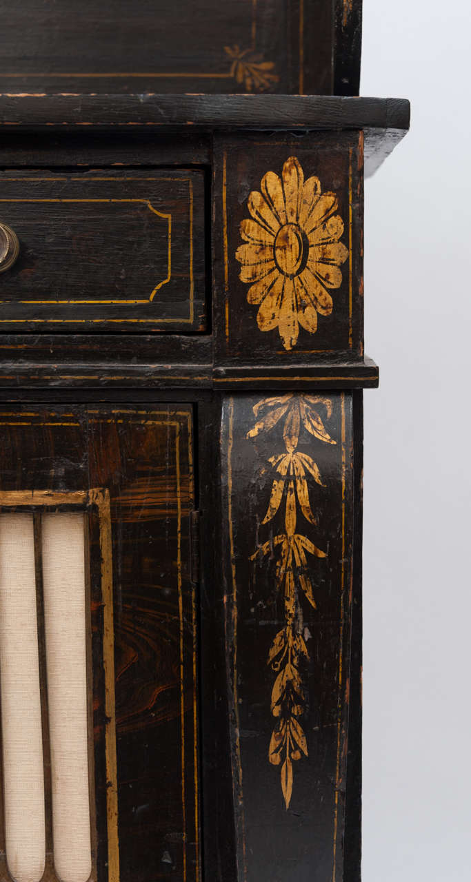 19th Century Regency Black and Gilt Decorated Chiffonier For Sale