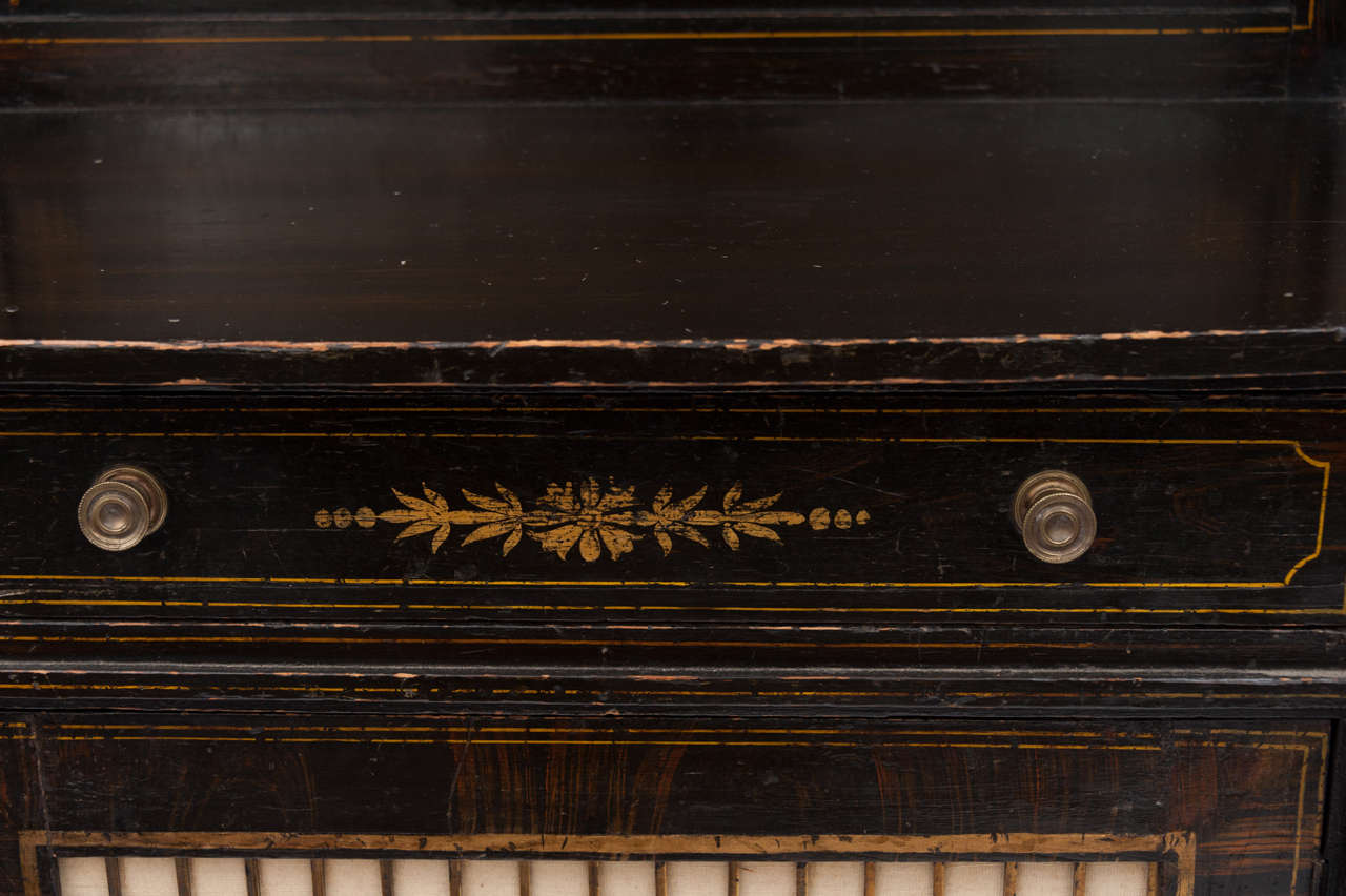 Regency Black and Gilt Decorated Chiffonier For Sale 2