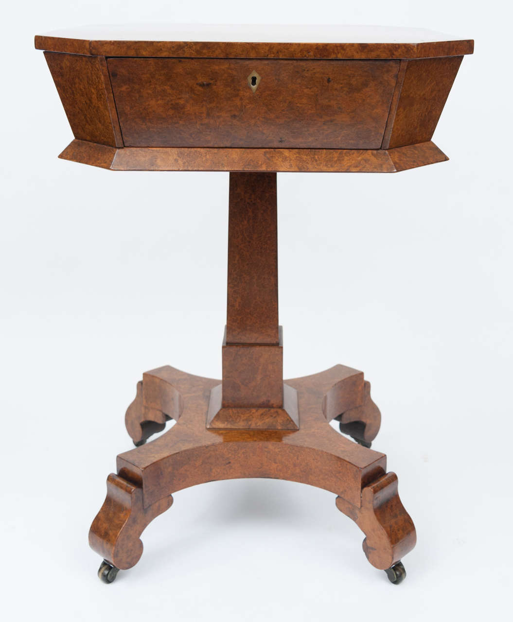 British Late Regency Amboyna Sewing/Occasional Table