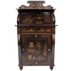 Antique Regency Black and Gilt Lacquered Chiffonier