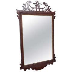George II mahogany fretwork wall mirror