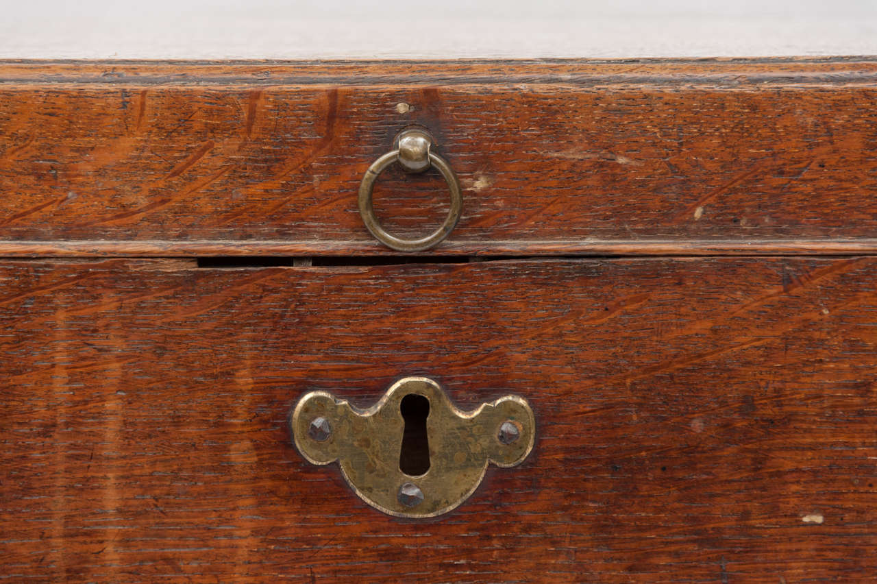 British Geo II Country House Oak Silver Chest of Restrained Form For Sale