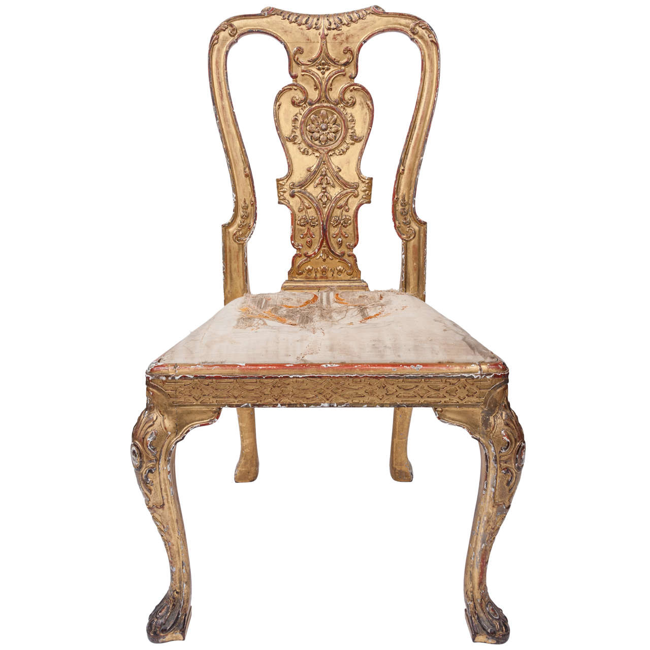 George I Style Gilt Wood and Gesso Side Chair For Sale